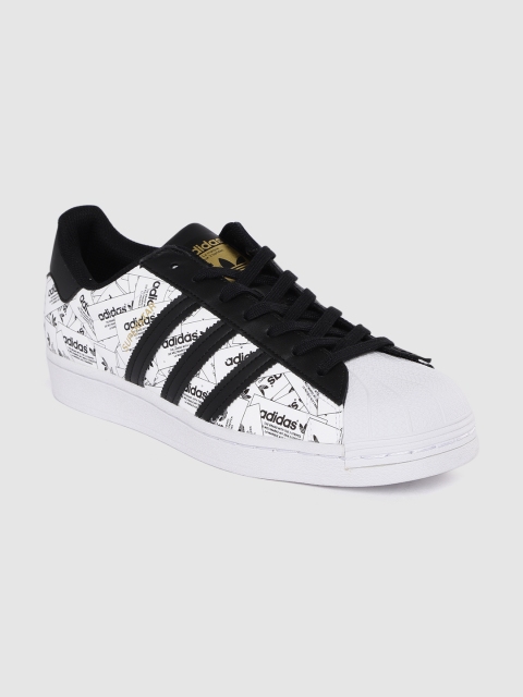 

ADIDAS Originals Men White & Black Brand Logo Printed Leather Superstar Sneakers