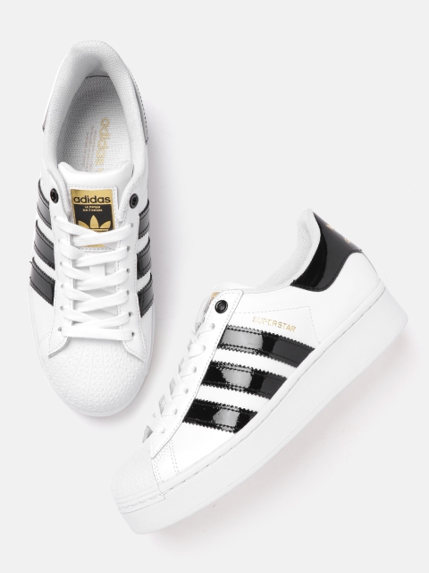 

ADIDAS Originals Women White & Black Superstar Bold Textured Detail Flatform Sneakers