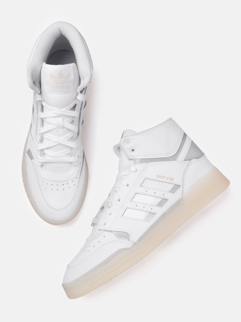 

ADIDAS Originals Men White Drop Step Perforated Mid-Top Sneakers