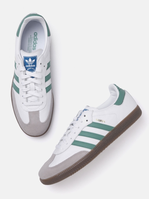 

ADIDAS Originals Men White & Grey Samba OG Colourblocked Sneakers
