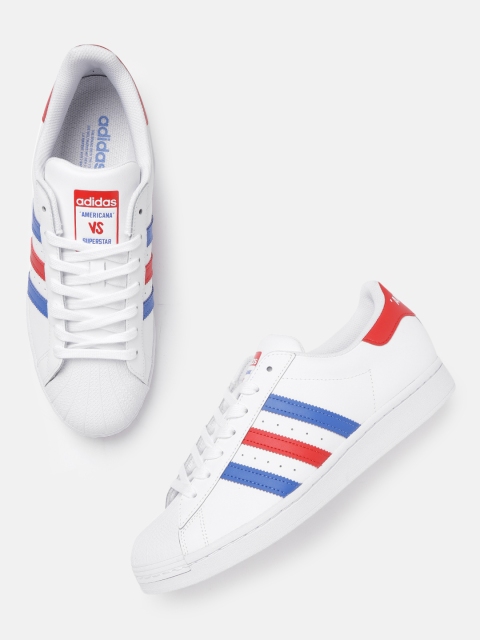 

ADIDAS Originals Men White & Red Superstar Textured Detail Sneakers