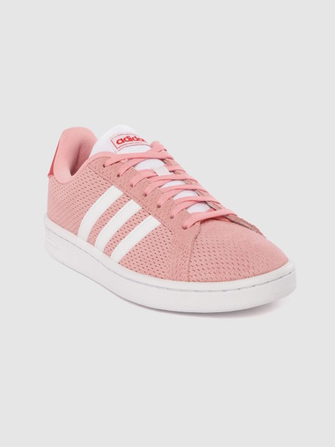 

ADIDAS Women Pink Leather Grand Court Laser Cut Sneakers