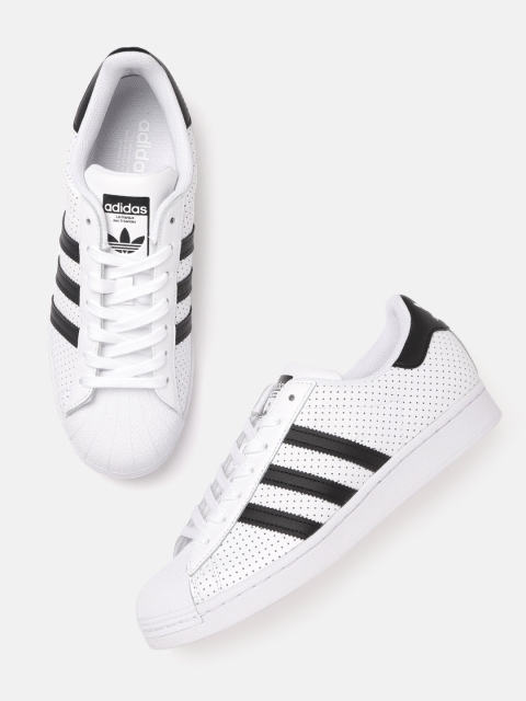 

ADIDAS Originals Men White & Black Perforated Superstar Leather Sneakers