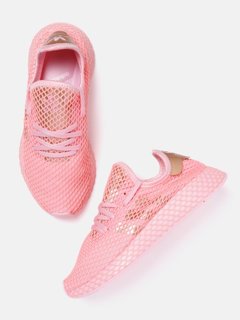 

ADIDAS Originals Women Coral Pink Woven Design Deerupt Runner Sneakers
