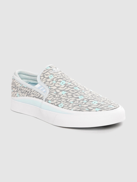 

ADIDAS Originals Unisex Grey & Blue Sabalo Woven Design Slip-On Sneakers