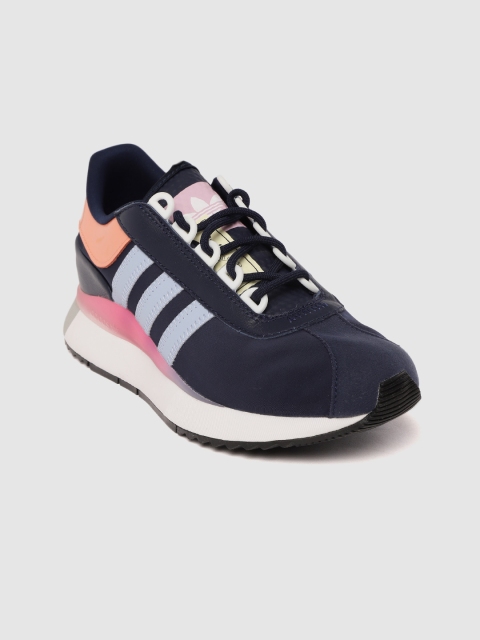

ADIDAS Originals Women Navy & Peach-Coloured SL Andridge Colourblocked Sneakers, Navy blue