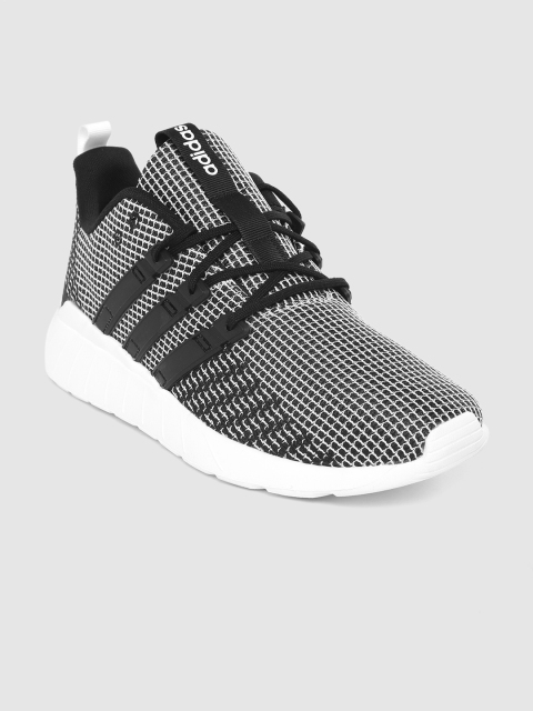 

ADIDAS Men Black & White Woven Design Questar Flow Running Shoes