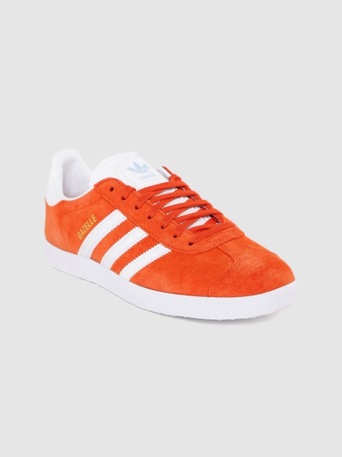 

ADIDAS Originals Women Orange & White Striped Suede Gazelle Sneakers