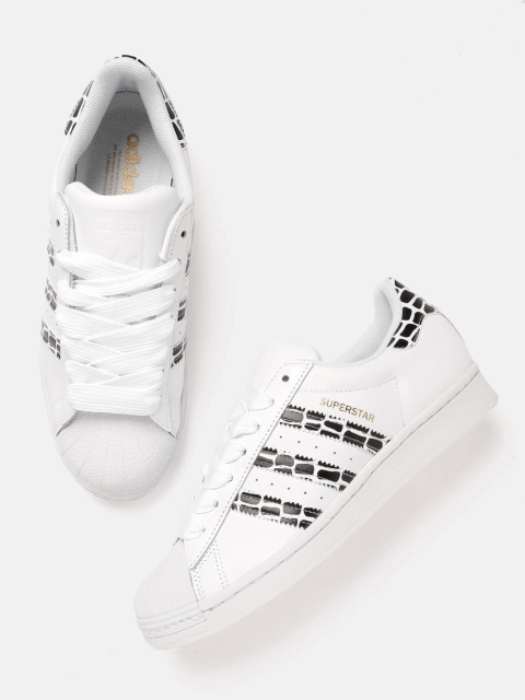 

ADIDAS Originals Women White & Black Abstract Print Superstar Sneakers
