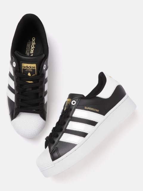 

ADIDAS Originals Women Black & White Superstar Bold Textured Detail Flatform Sneakers