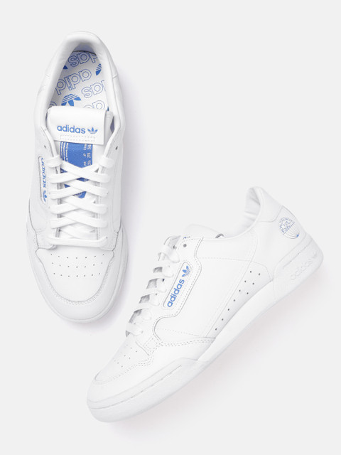 

ADIDAS Originals Men White Continental 80 Leather Perforated Detail Sneakers