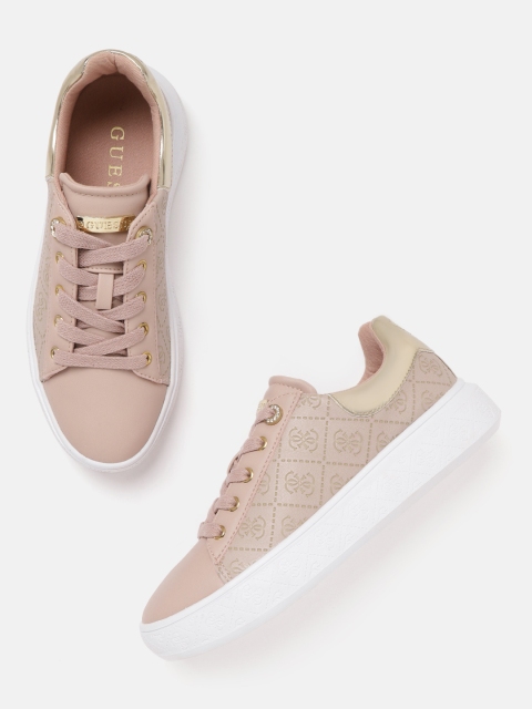 

GUESS Women Dusty Pink Textured Sneakers