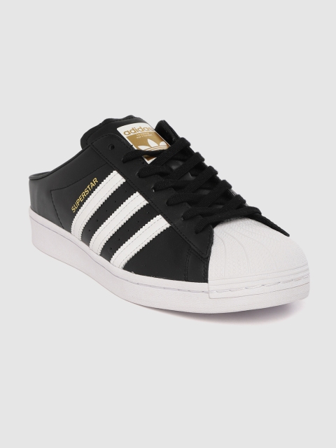 

ADIDAS Originals Men Black & White Superstar Mules Sneakers with Lace-Up Detail