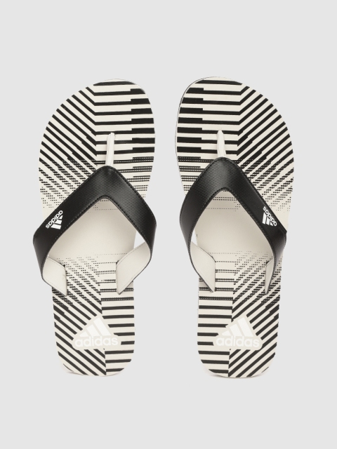 

ADIDAS Men Black & Off-White Beach Max Out 19 MS Printed Thong Flip-Flops