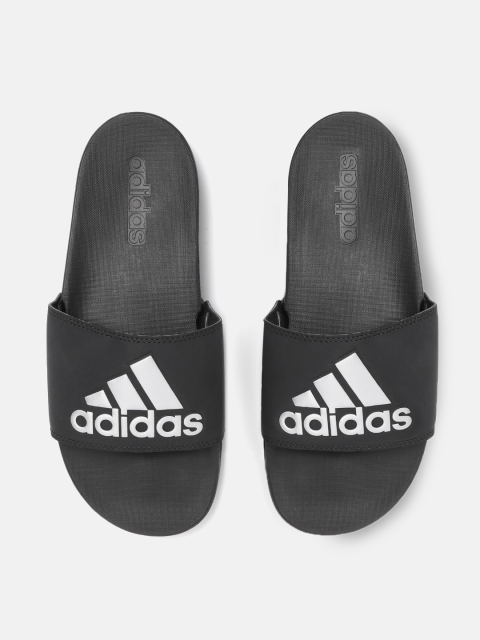 

ADIDAS Women Black & Silver-Toned Adilette Comfort Printed Sliders