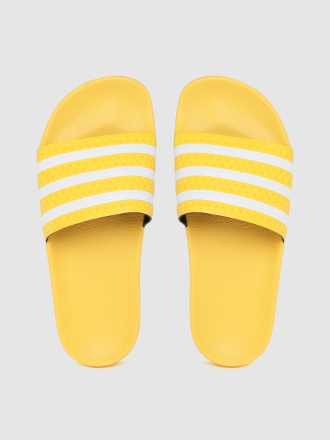 

ADIDAS Originals Women Yellow & White Adilette Striped Sliders