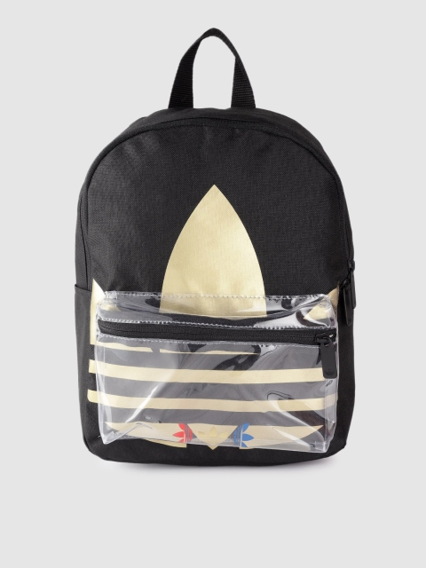 

ADIDAS Originals Unisex Black & Gold-Toned Trefoil Small Brand Logo Backpack