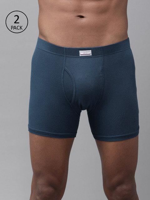 

U.S. Polo Assn. Men Pack of 2 Teal Blue Solid Pure Cotton Trunks I662-008-P2