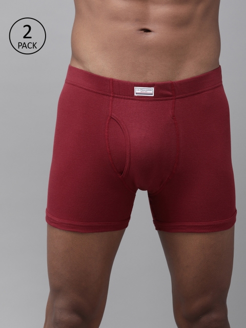 

U.S. Polo Assn. Men Pack of 2 Maroon Solid Pure Cotton Trunks I662-006-P2