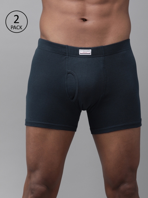 

U.S. Polo Assn. Men Pack of 2 Teal Blue Solid Pure Cotton Trunks I662-195-P2