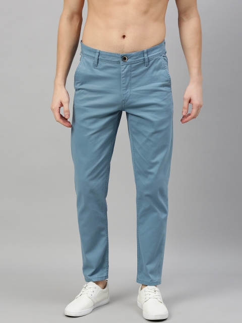 

Roadster Men Teal Blue BUDFORD Tapered Fit Solid Regular Trousers