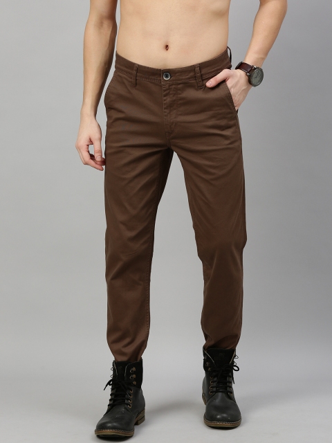 

Roadster Men Brown BUDFORD Tapered Fit Solid Regular Trousers