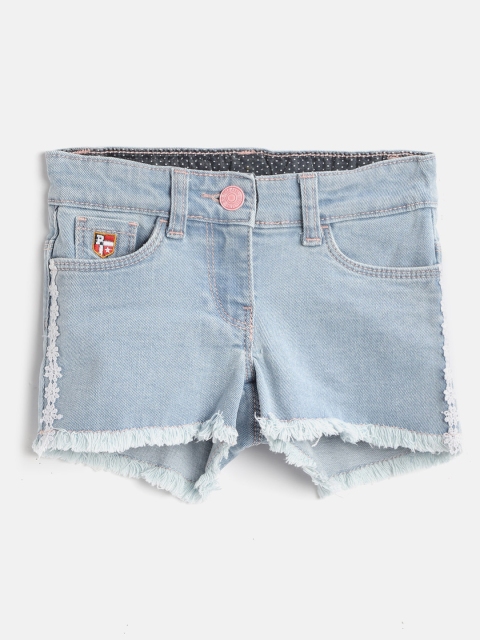 

U.S. Polo Assn. Kids Girls Blue Solid Regular Fit Denim Shorts