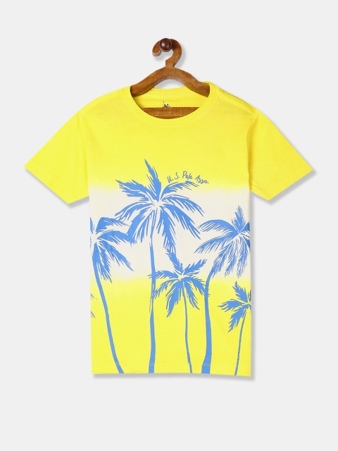 

U.S. Polo Assn. Kids Boys Yellow Printed Round Neck T-shirt