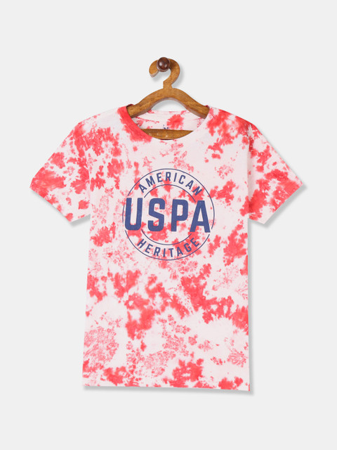 

U.S. Polo Assn. Kids Boys Orange Printed Round Neck T-shirt
