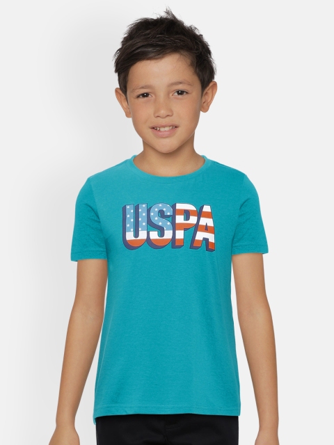 

U.S. Polo Assn. Kids Boys Blue Printed Round Neck T-shirt