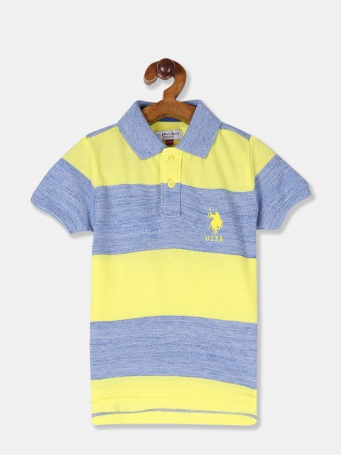 

U.S. Polo Assn. Kids Boys Yellow & Blue Striped Polo Collar T-shirt