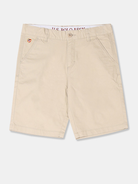 

U.S. Polo Assn. Kids Boys Beige Solid Regular Fit Regular Shorts