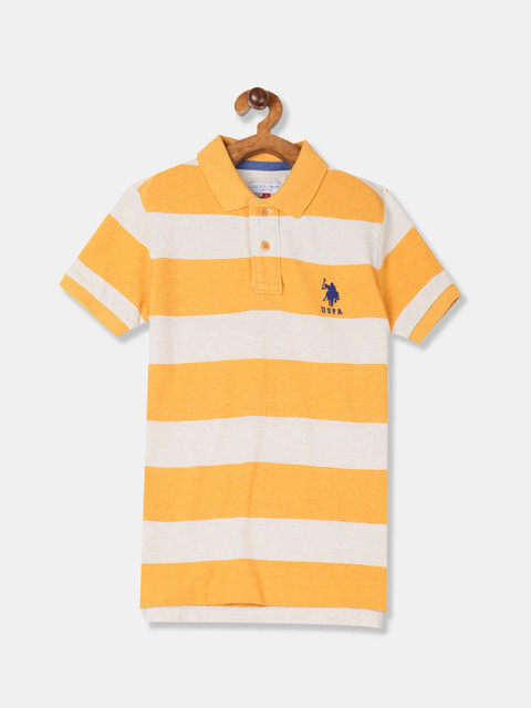

U.S. Polo Assn. Kids Boys Yellow Striped Polo Collar T-shirt