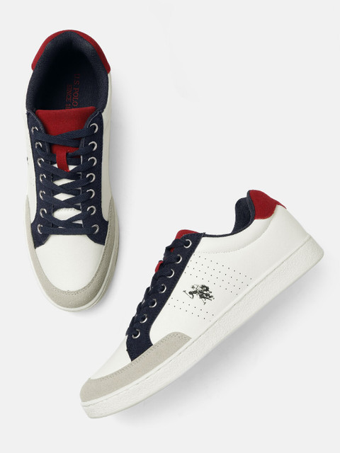 

U.S. Polo Assn. Men White & Navy Blue ARCHELAUS Sneakers