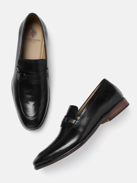 

U.S. Polo Assn. Men Black DECIMA Leather Formal Slip-on Shoes