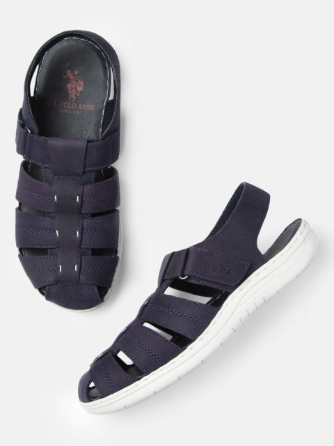 

U.S. Polo Assn. Men Navy Blue ALBERTUS Leather Fisherman Sandals