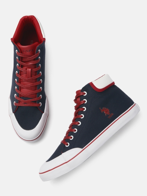 Men Navy Blue Solid ARION Mid-Top Sneakers