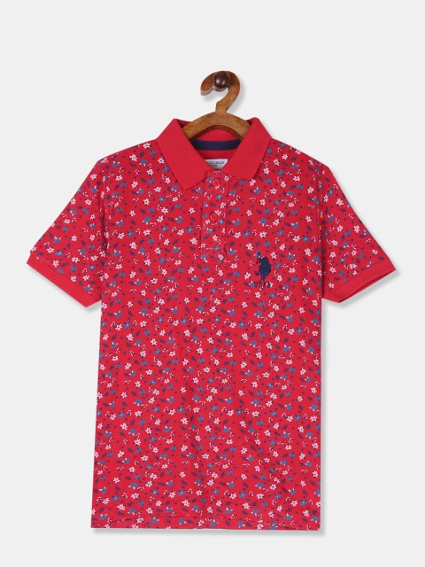 

U.S. Polo Assn. Kids Boys Red Printed Polo Collar T-shirt