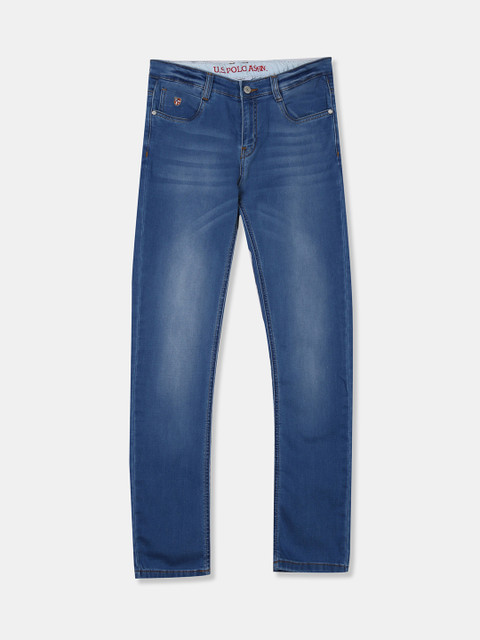 

U.S. Polo Assn. Kids Boys Blue Regular Fit Mid-Rise Clean Look Stretchable Jeans