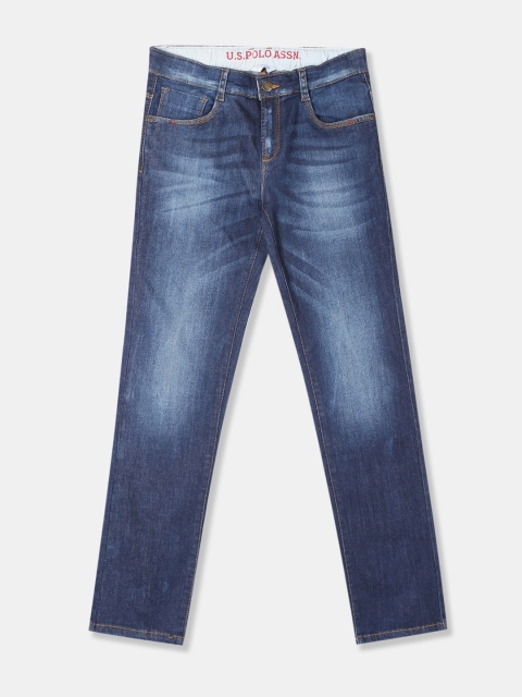 

U.S. Polo Assn. Kids Boys Blue Regular Fit Mid-Rise Clean Look Stretchable Jeans