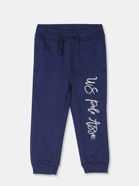 

U.S. Polo Assn. Kids Girls Navy Blue Printed Joggers