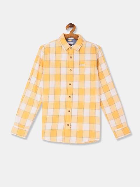 

U.S. Polo Assn. Kids Boys Yellow & Off-White Regular Fit Checked Casual Shirt