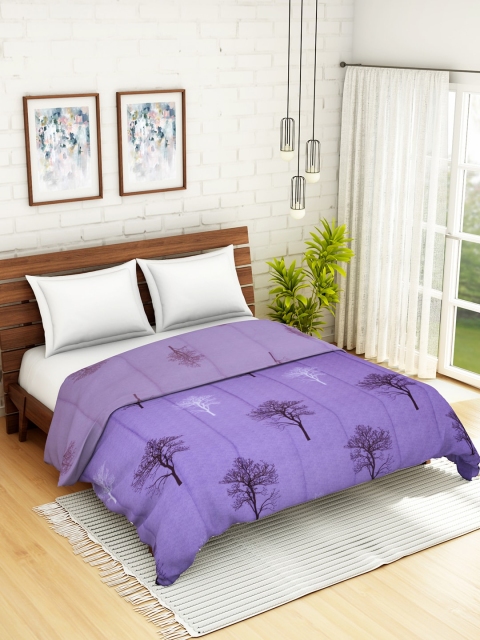 

WELHOME Purple & Grey Floral AC Room 110 GSM Double Bed Quilt