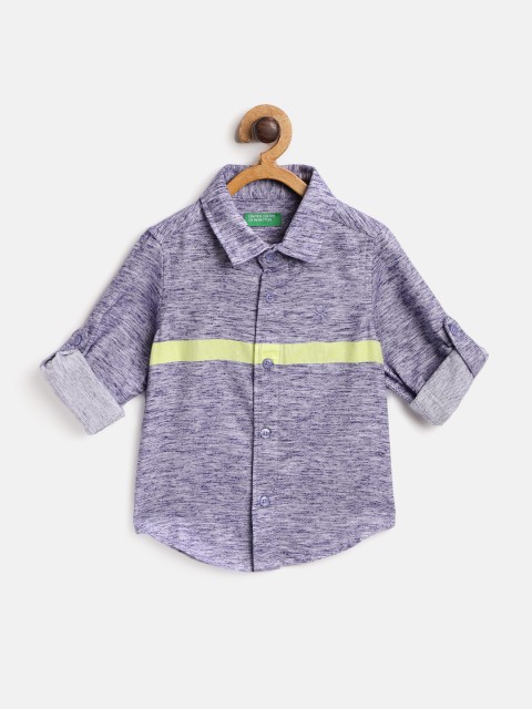 

United Colors of Benetton Boys Purple Regular Fit Solid Casual Shirt