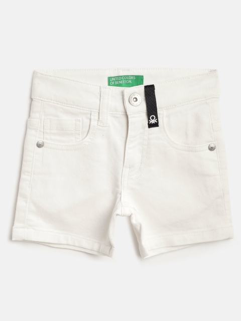 

United Colors of Benetton Boys White Solid Regular Fit Denim Shorts