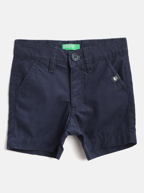 

United Colors of Benetton Boys Navy Blue Solid Regular Fit Shorts