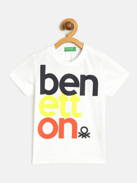 

United Colors of Benetton Boys White Printed Round Neck T-shirt