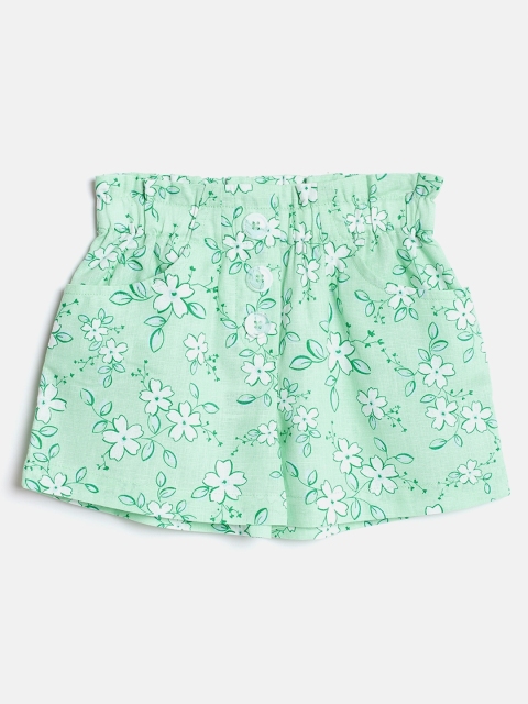 

United Colors of Benetton Girls Green & White Printed Shorts