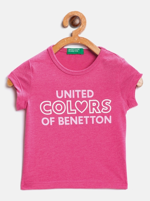 

United Colors of Benetton Girls Pink Printed Round Neck T-shirt