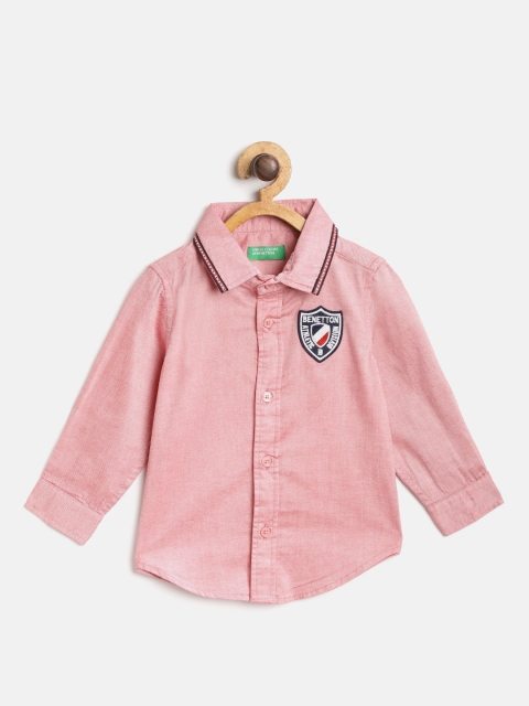 

United Colors of Benetton Boys Pink Regular Fit Solid Casual Shirt